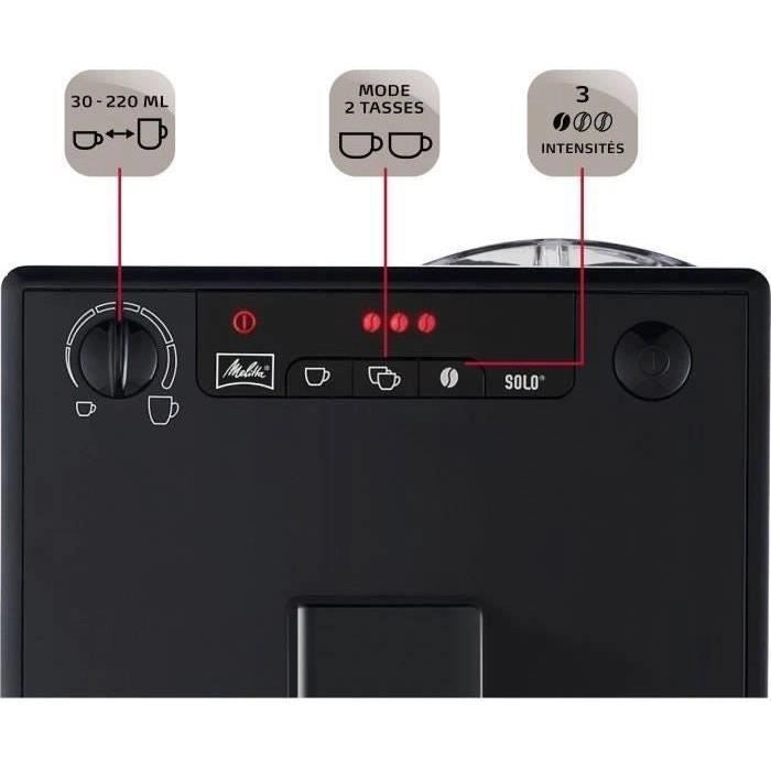 MELITTA E950-222 Macchina per caffè espresso automatica con macinacaffè Solo Caffeo - Nero puro