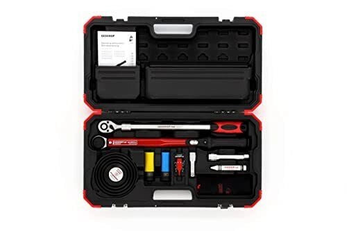 Gedore R68903011 Set Attrezzi per Montaggio Ruote Chiave Dinamometrica Meccanica 11 Pezzi Campo Coppia 40 - 200 Nm Precisione ±3% Materiale Acciaio al Cromo Vanadio Valigia in Plastica colore Nero