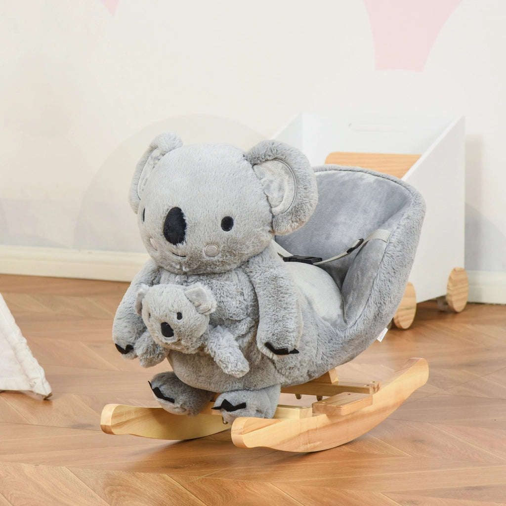 Cavallo a Dondolo in Peluche ¨C zephmum ¨C Grigio, con Suoni e Sicurezza, 60x33x50cm
