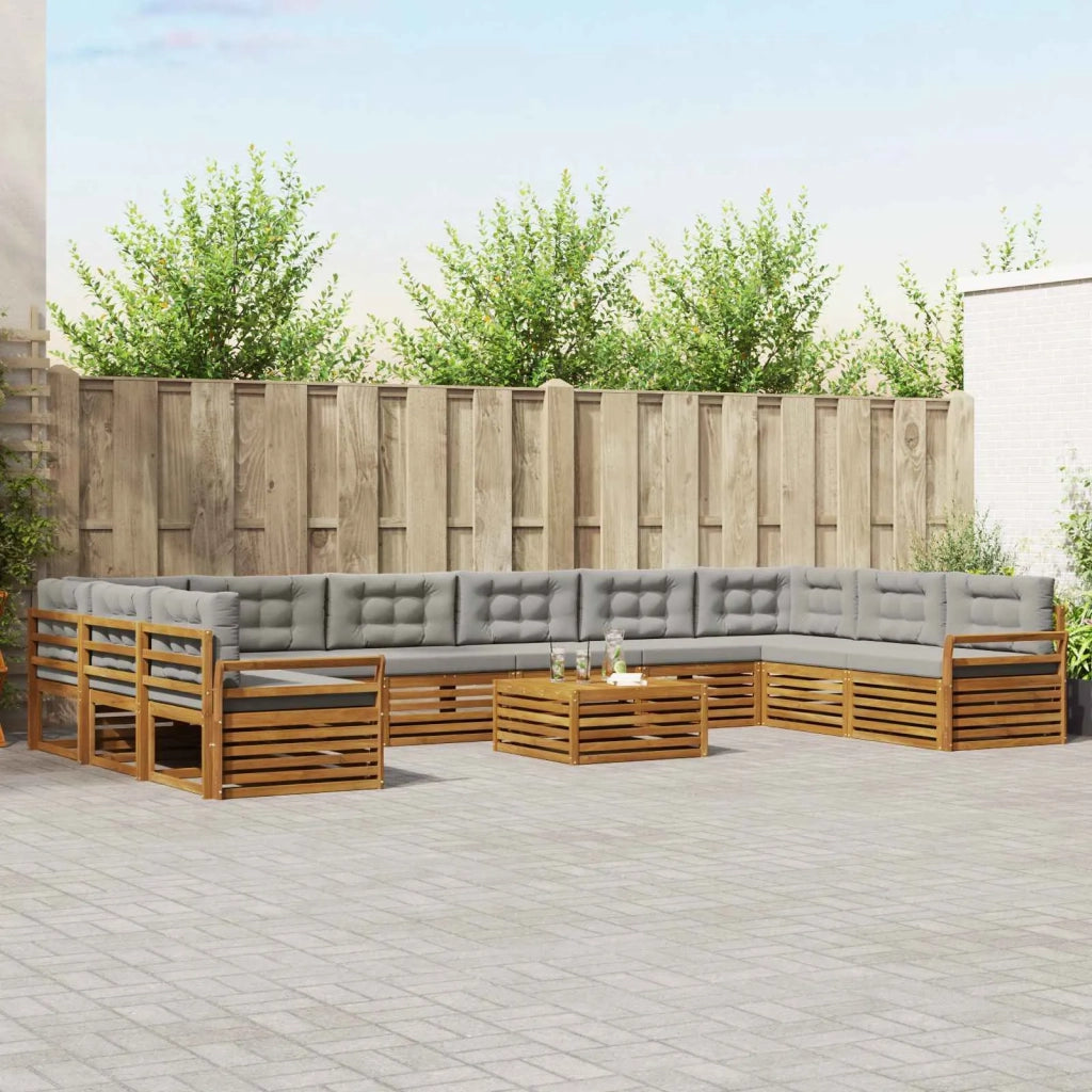 Set divani con cuscino 11 pcs Grigio Naturale e Chiaro 3374251