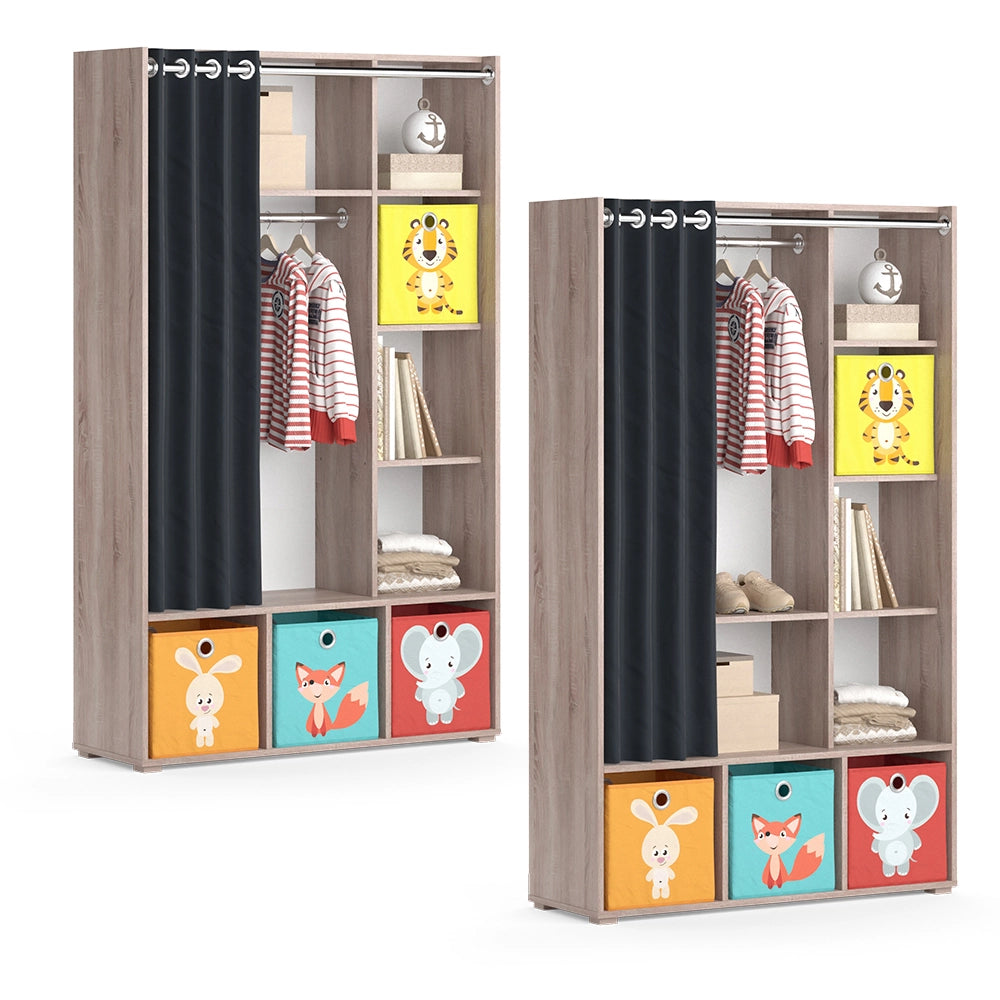 Vicco Guardaroba per bambini Sonoma 105.8 x 178.1 cm Con scatole pieghevoli (colorate)