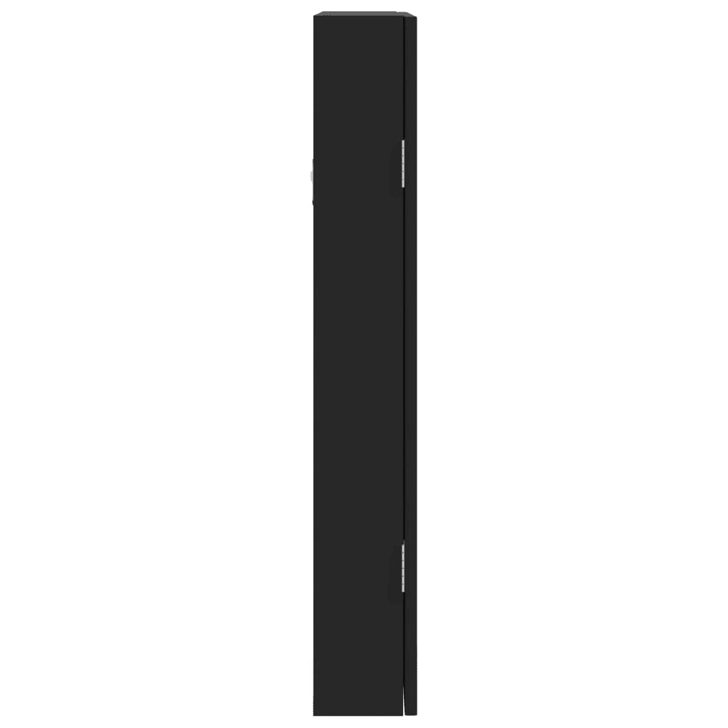 Armadio Portagioie con Specchio a Muro-Specchiera Portagioie Nero 37,5x10x67 cm