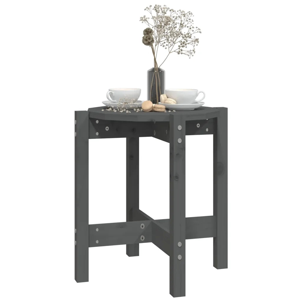 Tavolino da Salotto Grigio Ã˜ 42,5x45 cm Legno Massello di Pino cod mxl 19643