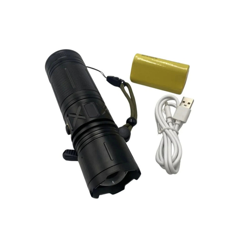 Trade Shop - Torcia Led Ricaricabile Usb Q-d950 Ipx6 Con Luminosità Massima 1000 Lm Per Campeggio Pesca -