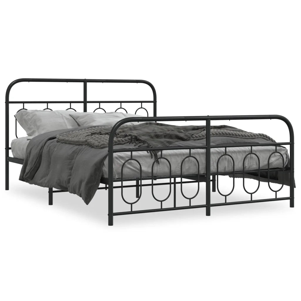 Giroletto con Testiera e Pediera Metallo Nero 150x200 cm 377137