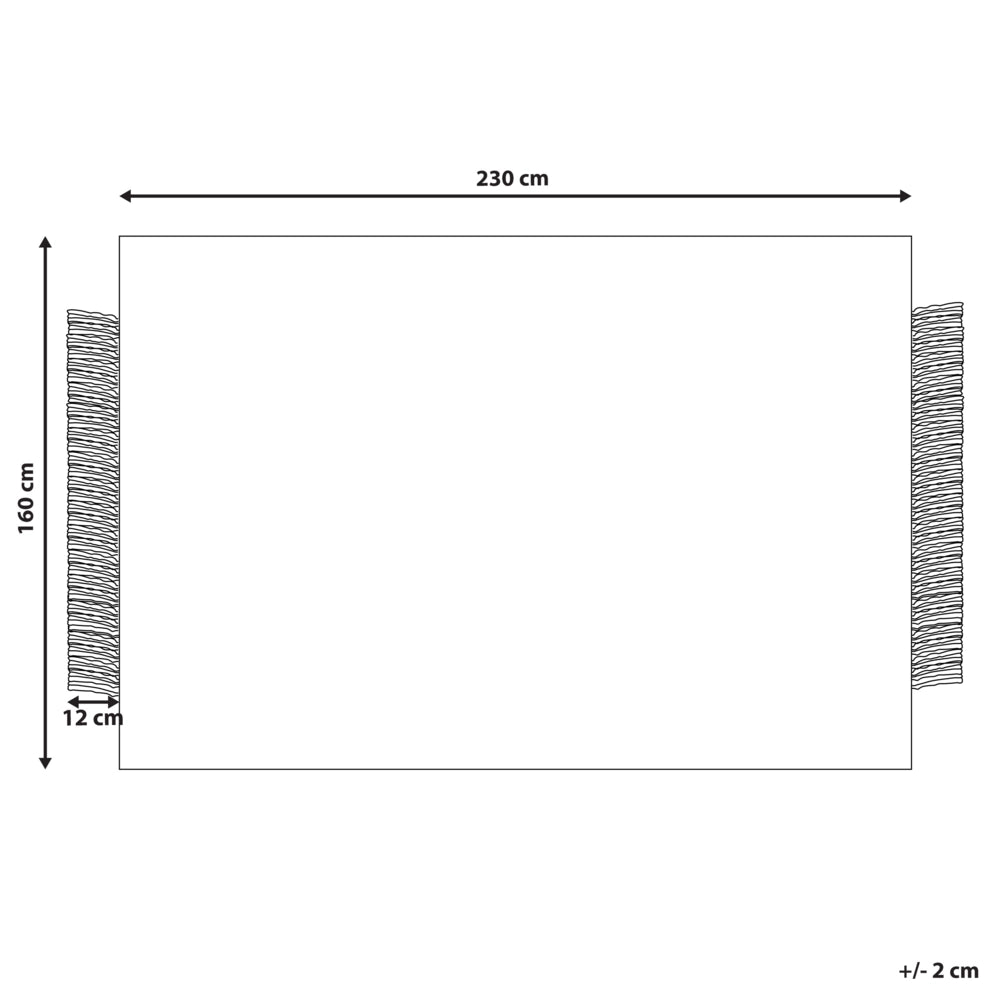 Tappeto in lana bianco sporco nero 160 x 230 cm fatto a mano con nappe moderne