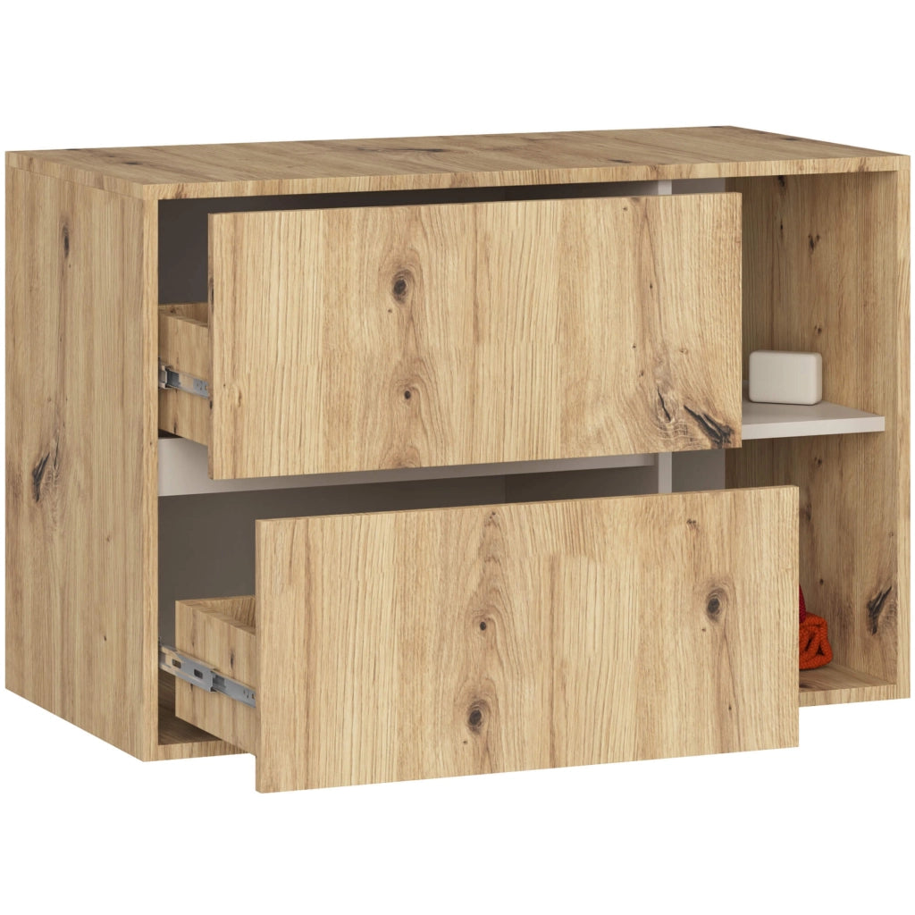 Mobile bagno sospeso senza lavabo VAMI Rovere Artisan, Cashmere 90 cm 2 cassetti 90x45,5x60 cm