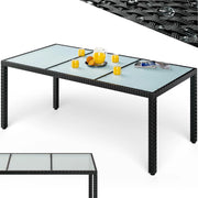 ® Tavolo da Giardino 190x90x75cm Polyrattan Altezza Regolabile 5 mm Vetro Tavola da Pranzo Terrazza Balcone Mobili da Esterno Outdoor