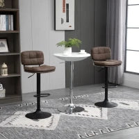 Set 2 Sgabelli Bar Moderni e Girevoli con Schienale e Poggiapiedi, Sgabelli da Cucina con Altezza Regolabile, Rivestimento Pelle PU e Imbottitura, 41.5x45x85-107cm