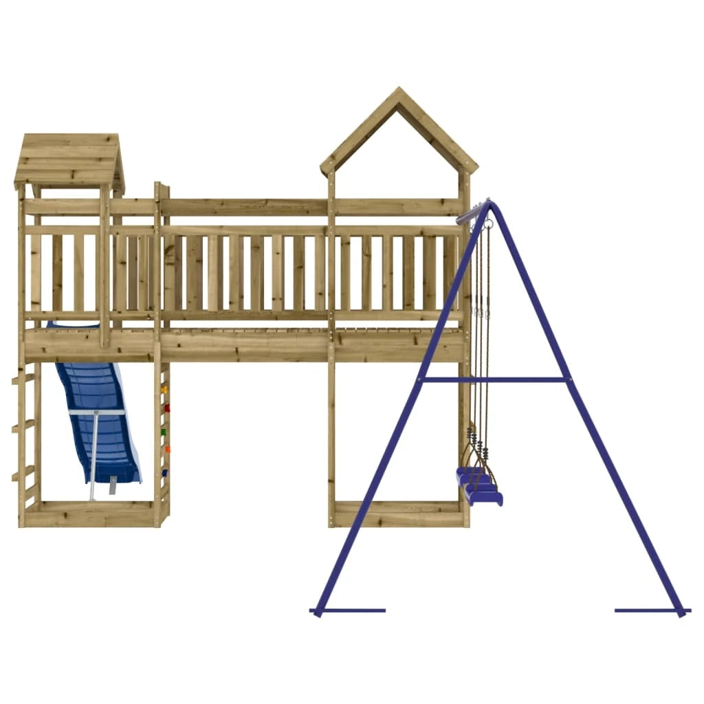Altalene per parco giochi all'aperto scivolo altalene robuste giochi da giardino 492 x 360 x 264 cm legno di pino impregnato 02_0004704