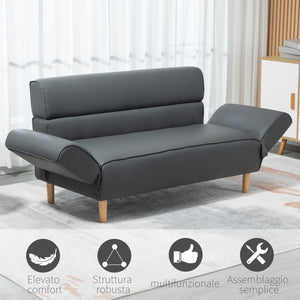 Divano 2 Posti 164x71x75 cm in PVC Grigio