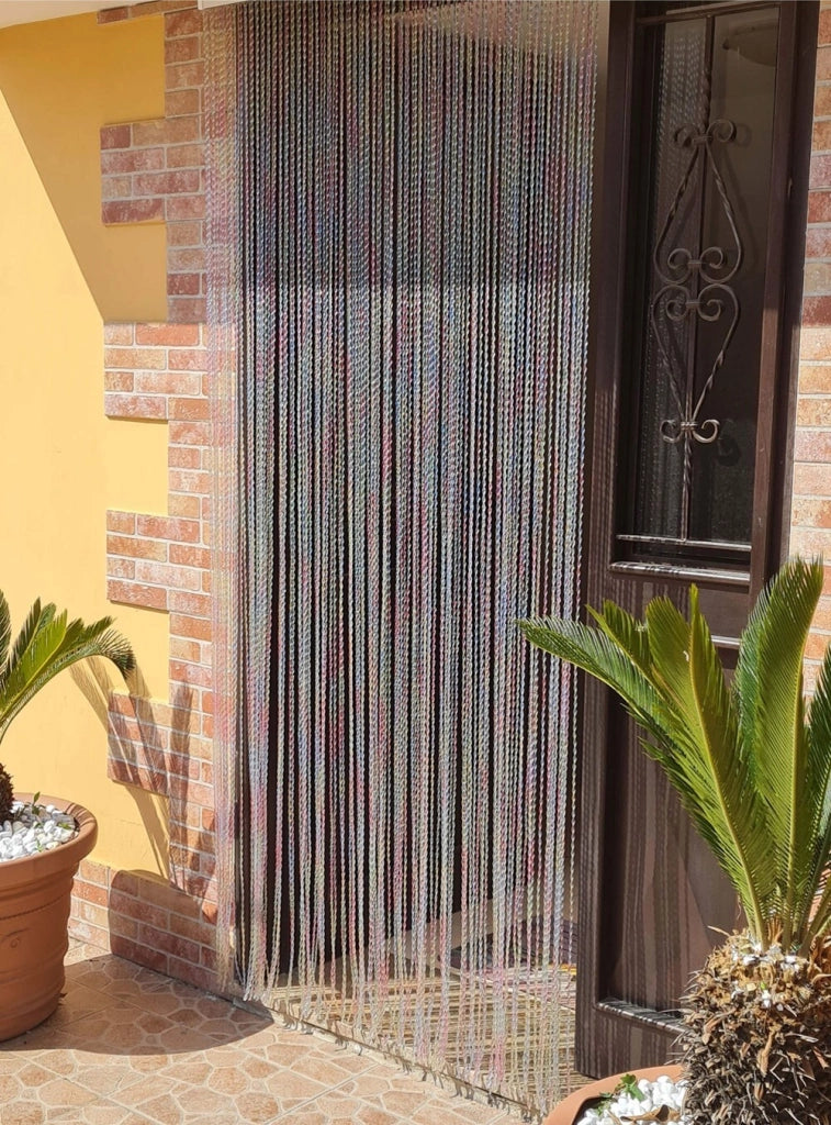 Tenda Antimosche Filo Intrecciato Gomma PVC Moschiera Finestra Porta Ingresso Multicolore - 100x220 Cm