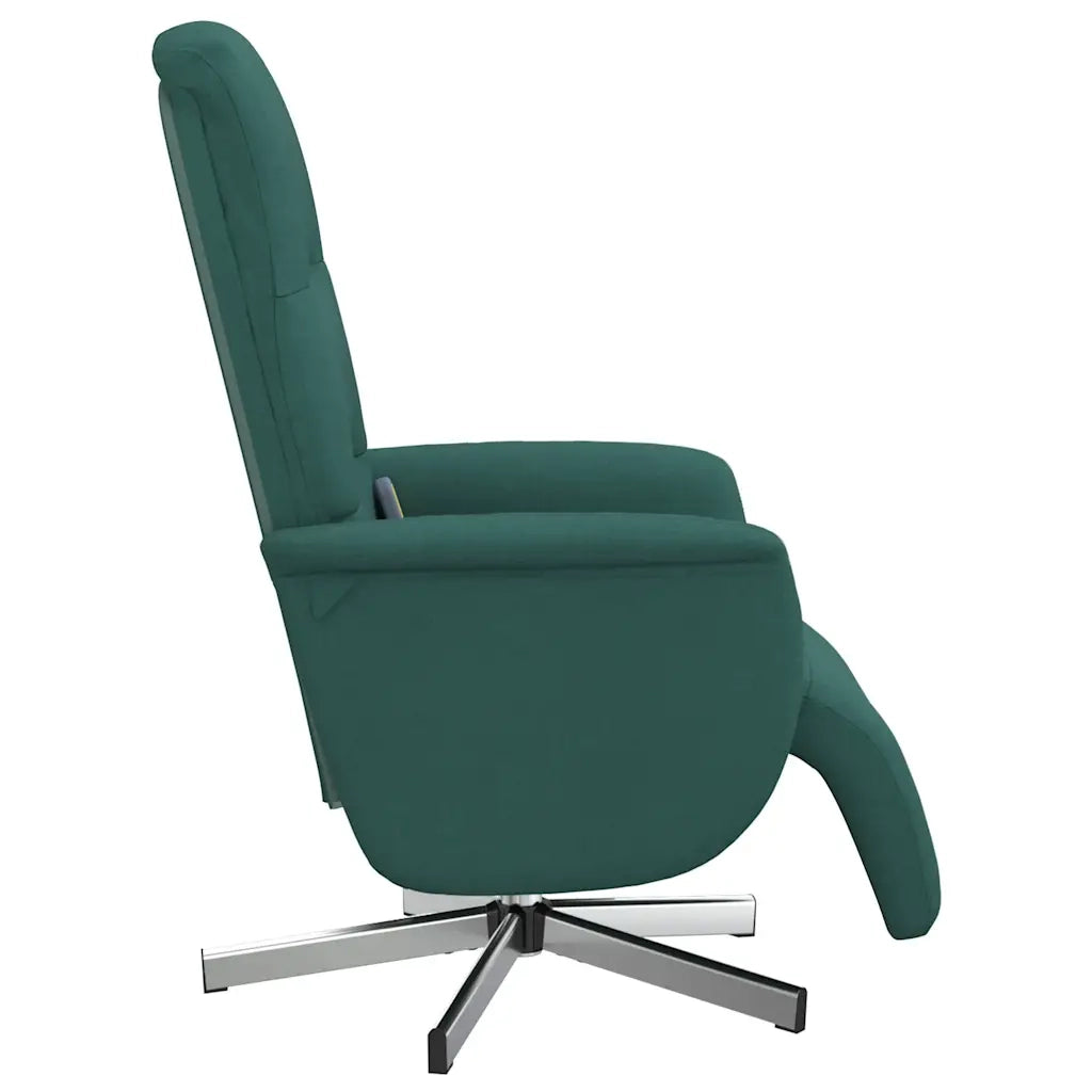 Divano Sedia-Poltrona Reclinabile Massaggio Poggiapiedi Verde Scuro Tessuto 824741