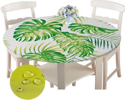 Tavolo copri tavola a forma rotonda, impermeabile, copri tavola creativo 3D stampata, bordo elastico, copri tavola in poliestere per cucina, sala da pranzo, giardino o campeggio (Monstera, 90 cm)