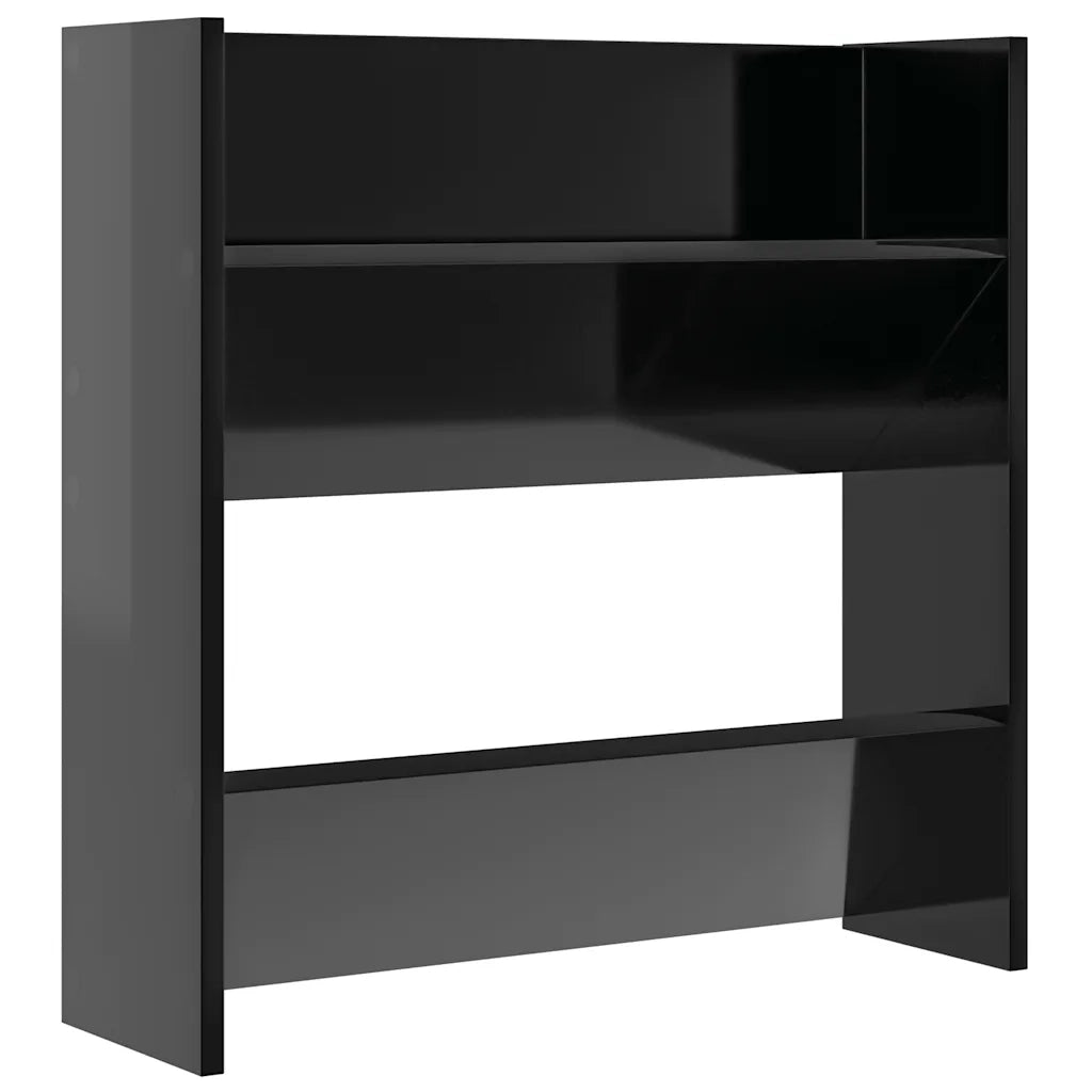 Scarpiere a Muro 4pz Nero Lucido 60x18x60cm Legno Multistrato 806737