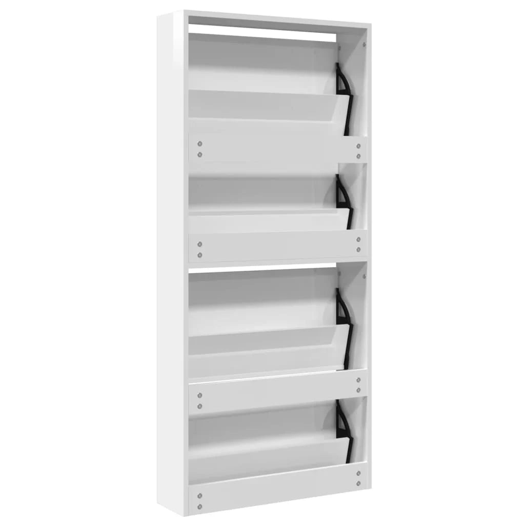 Scarpiera mobile contenitore per scarpe mobile ingresso/corridoio/soggiorno con specchio 4 ripiani bianco lucido 02_0021886