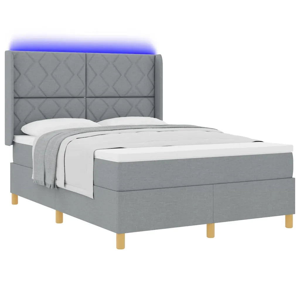 Letto a molle con materasso Grigio chiaro 160 x 200 cm Tessuto