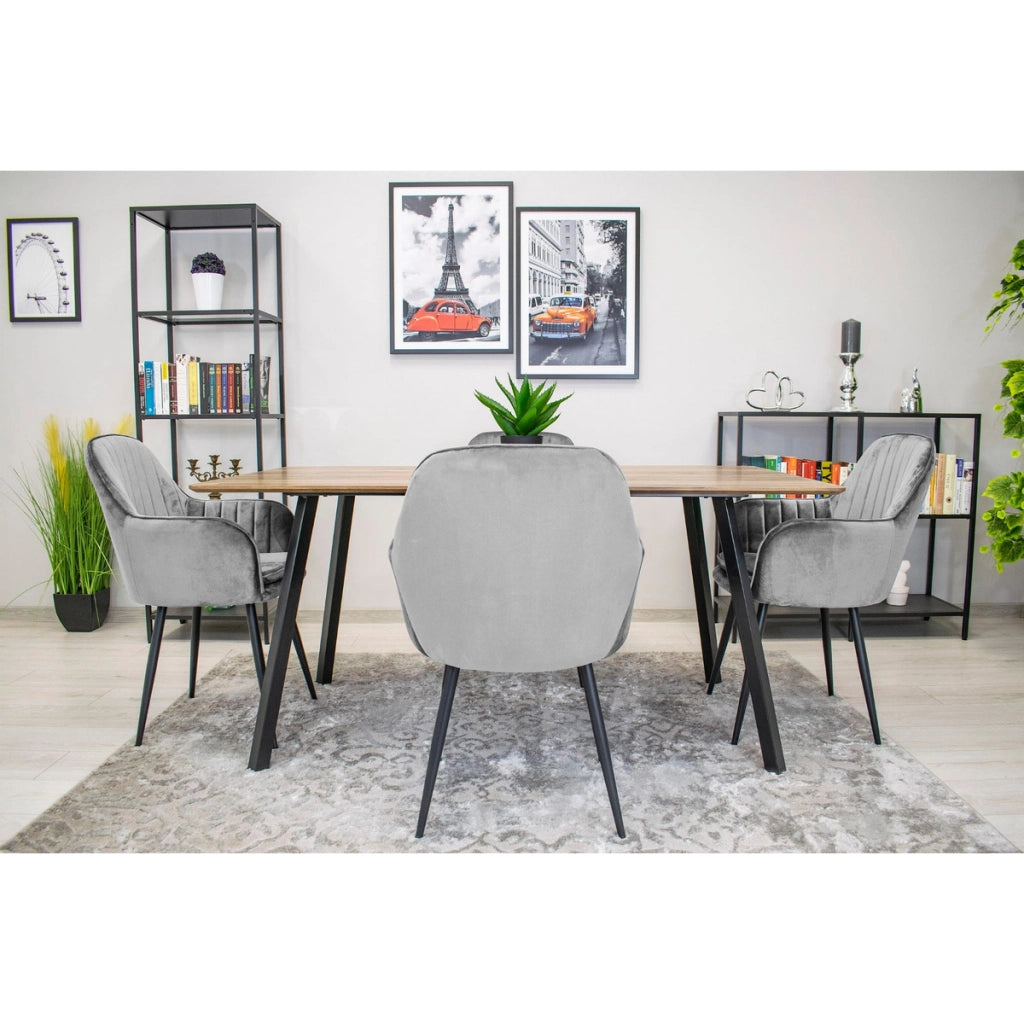 Poltroncina Lugo in Velluto Grigio Argento con Gambe Nere