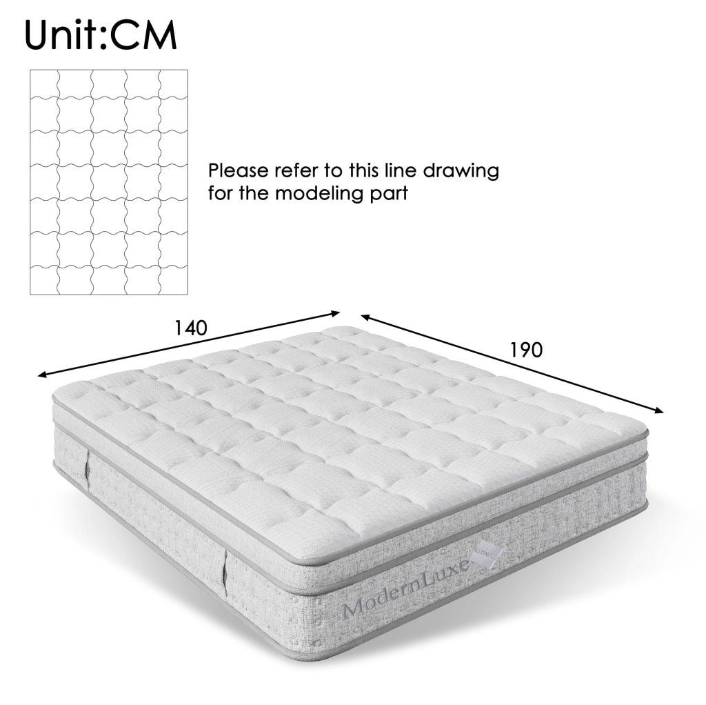 Materasso 140x190 cm a 7 zone H3 con molle insacchettate e schiuma fredda