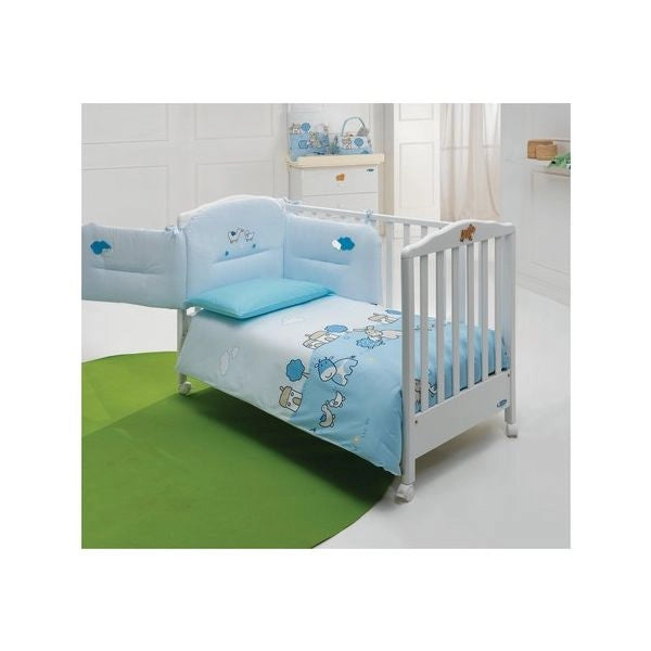 Piumone lettino italbaby 120 0000 122 fattoria set 4 pezzi pony azzurr