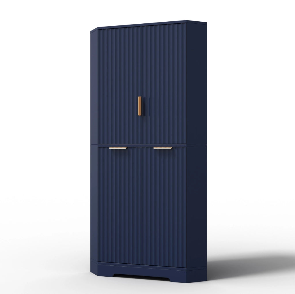 Armadio angolare salvaspazio 60 x 60 x 172 cm in MDF blu con ripiani regolabili