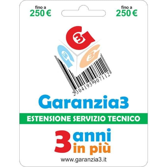 Garanzia3 estensione di servizio tecnico 3 anni in più con massimale di copertura a 250 euro - GR3V-250