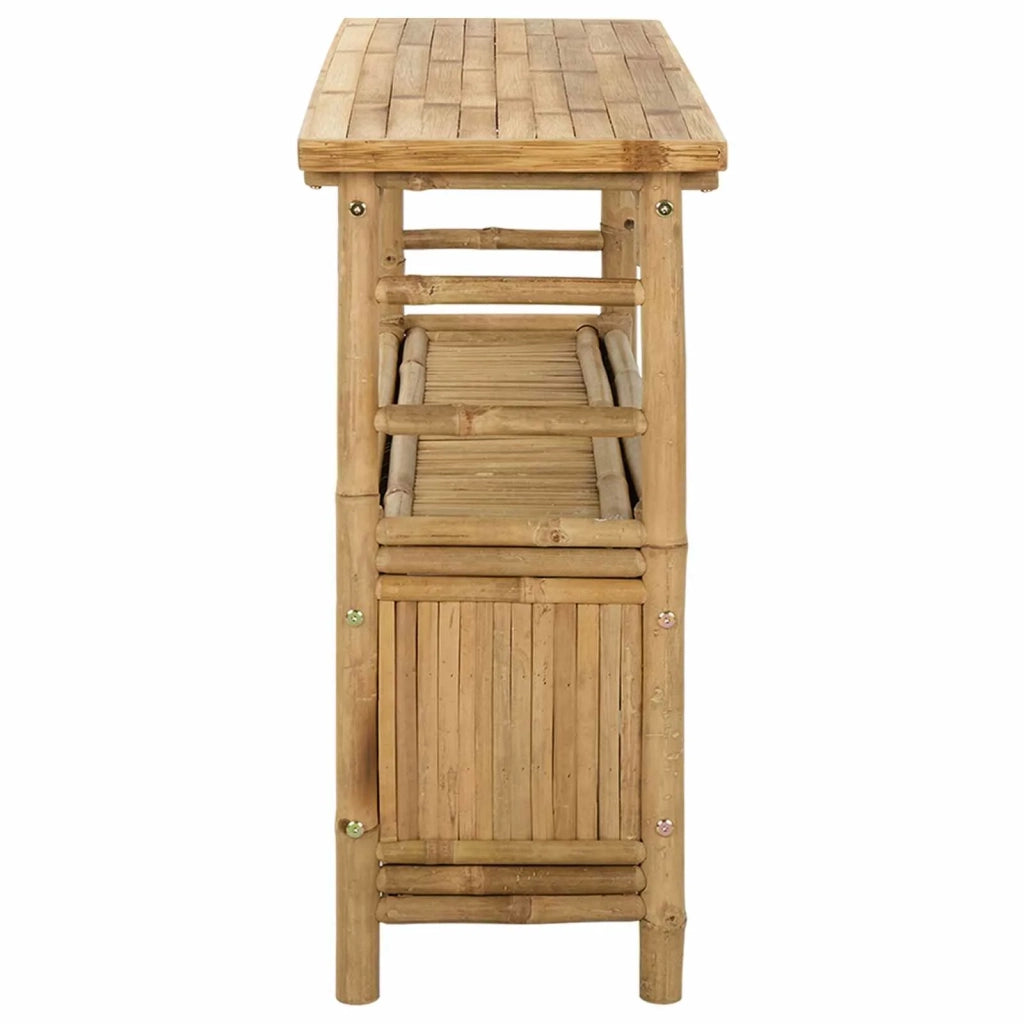 Tavolo Consolle | Tavolo d'Ingresso con lo scaffale Naturale 110 x 35 x 75 cm Bamb¨´