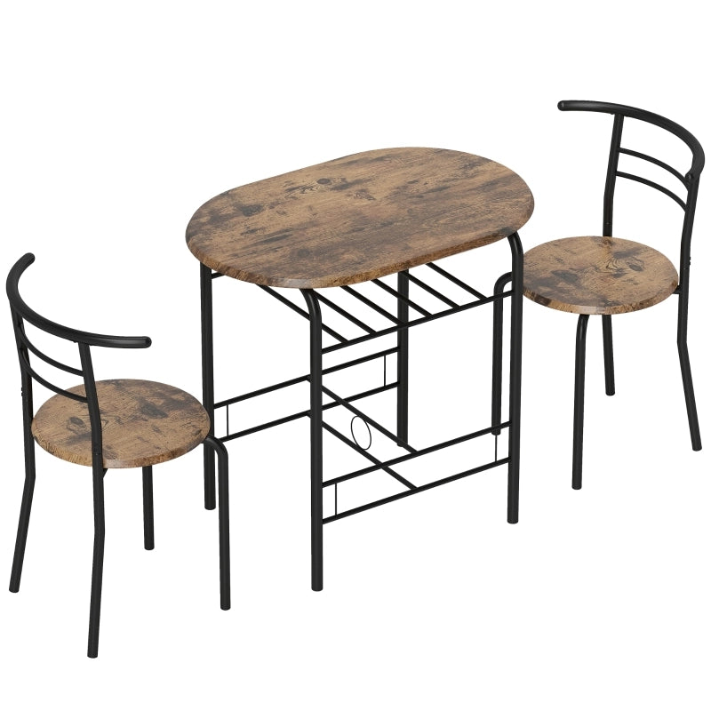 TAVOLO da pranzo Set da 3 pezzi 80x52x76 cm Marrone rustico con 2 sedie