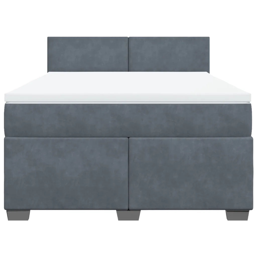 Giroletto a Molle con Materasso Grigio Scuro 140x200 cm Velluto