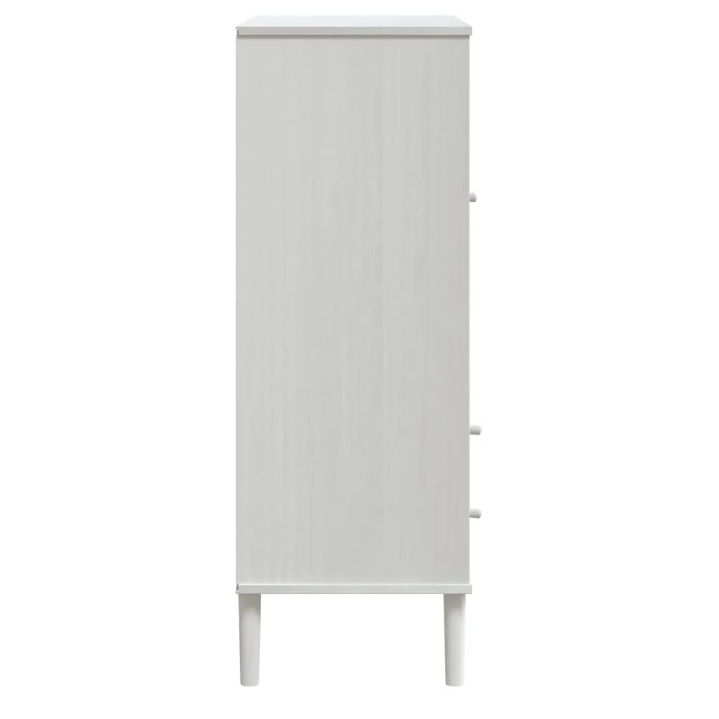 Credenza | Madia | Buffet da pranzo | Armadio da pranzo SENJA Aspetto Rattan Bianco 90x40x112cm Massello Pino
