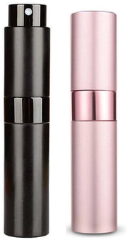 Mini Spray Flacone - 8 ml - Rieminabile - Perfetto per Viaggi - Colore Nero, Rosa