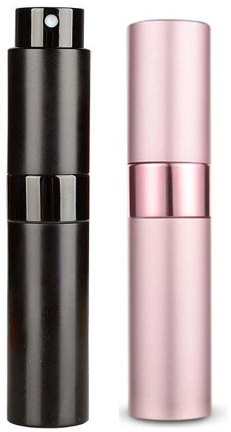 Mini Spray Flacone - 8 ml - Rieminabile - Perfetto per Viaggi - Colore Nero, Rosa