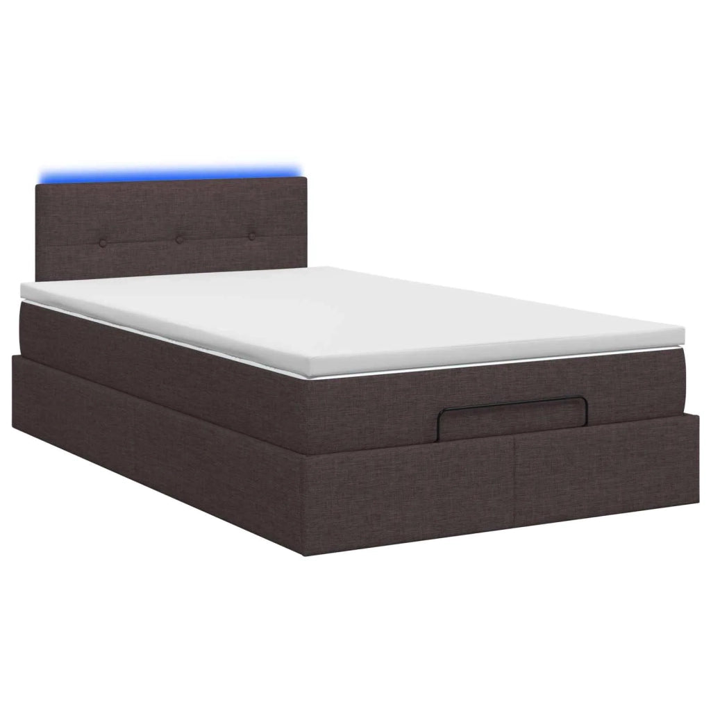 Letto Ottomano con Materasso e LED Marrone Scuro 120 x 190 cm 3456894
