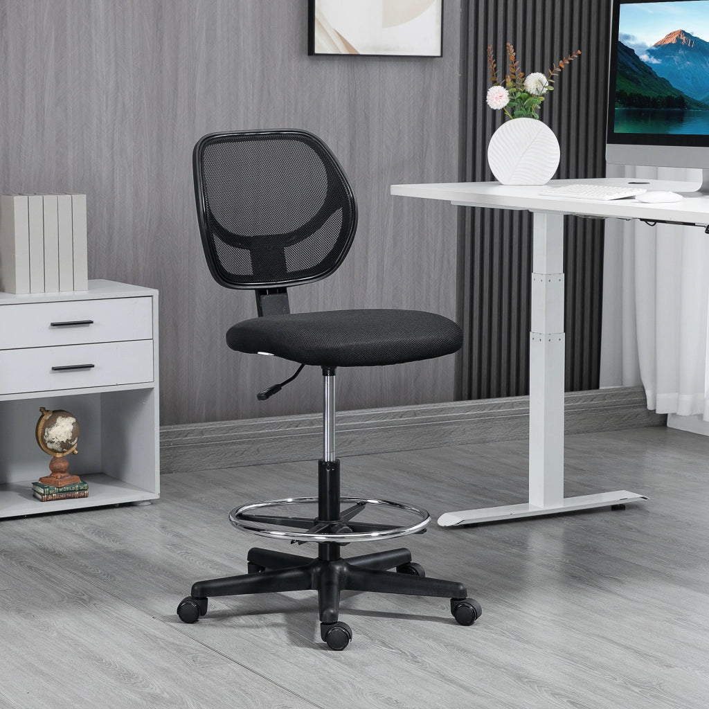Sedia da ufficio ergonomica girevole con altezza regolabile poggiapiedi e schienale in rete nera