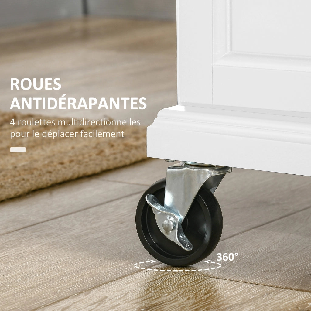Tavolo da cucina con ruote ¨C zephmum ¨C bianco, acciaio