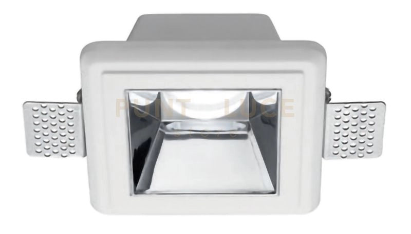 GFA641- FARETTO IN GESSO FINITURA CROMO DA INCASSO 1 LUCE ATTACCO GU10 12X12CM 7,6X7,6M