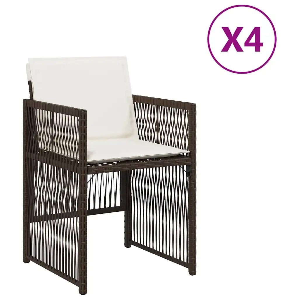 Sedie da Giardino con Cuscini 4 pz Marroni in Polyrattan