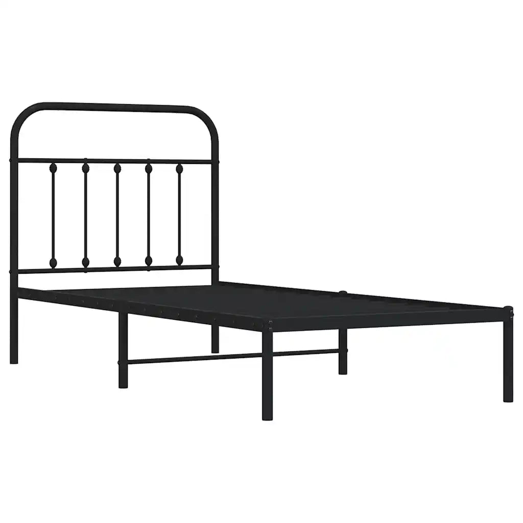 Giroletto con Testiera-Struttura Letto con testiera in Metallo Nero 90x190 cm 667798