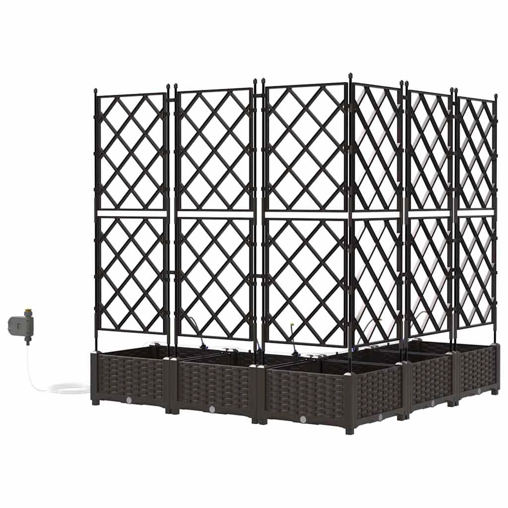Set di 5 fioriere da giardino moderne 120 x 120 x 126 cm pratiche e resistenti acciaio marrone 02_0058530