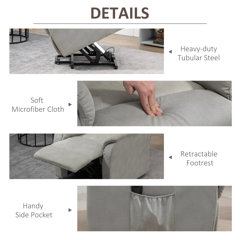Poltrona Alzapersona Elettrica 1 Motore 75x93x110 cm in Microfibra Grigio