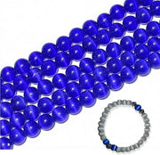 Serie di 30 cristalli di cielo di smeraldo blu, occhi di gatto, 6mm, rotondi, per bracciali, collane e accessori