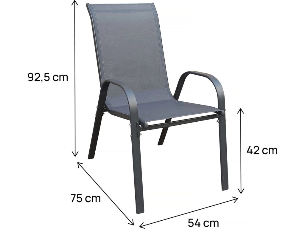 Sedia da giardino in textilene "Cordoba" - Phoenix - Set di 2 - Antracite