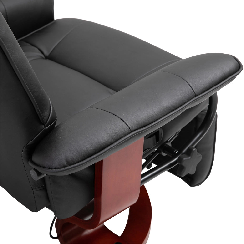 Poltrona Relax Reclinabile Girevole 360¡ã con Poggiapiedi Regolabile ¨C Zephmum ¨C Legno Tessuto Nero