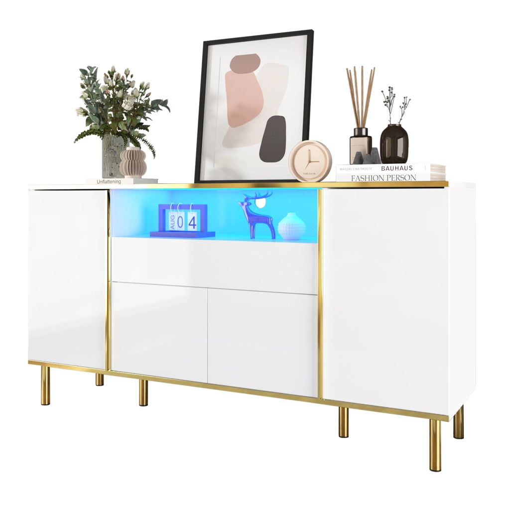 Credenza ¨C MINIMAL ¨C Bianco Lucido, 1 Cassetto, 150x40x80 cm
