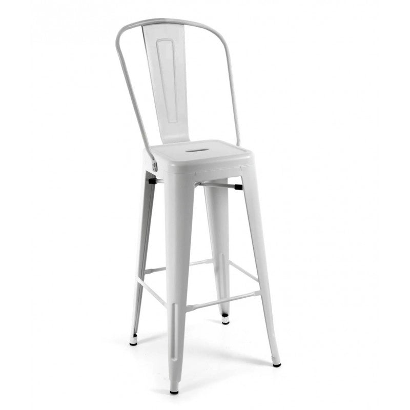 2x Sgabello alto industrial urban bianco cm 42 x 42 x 76 h