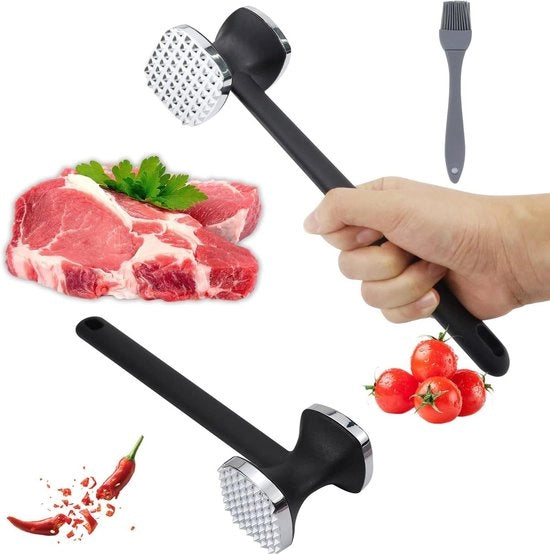 Anti-adesivo per acciaio inossidabile per affettare carne - Bicarbonato con manico antiscivolo per schnitzel e bistecche
