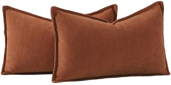 Set di 2 cuscini decorativi in chenille liscio, morbidi cuscini coprisacco per divano, camera da letto, coprisacco morbido, marrone rossiccio, 40x80 cm, rettangolare
