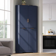 Armadio angolare in MDF blu con ripiani regolabili; 60 × 60 × 172 cm