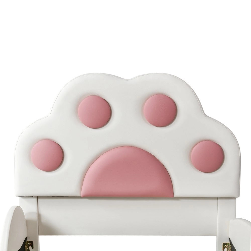 Letto Imbottito Singolo per Bambini con Scivolo ¨C MINIMAL ¨C Bianco e Rosa, 90x200cm