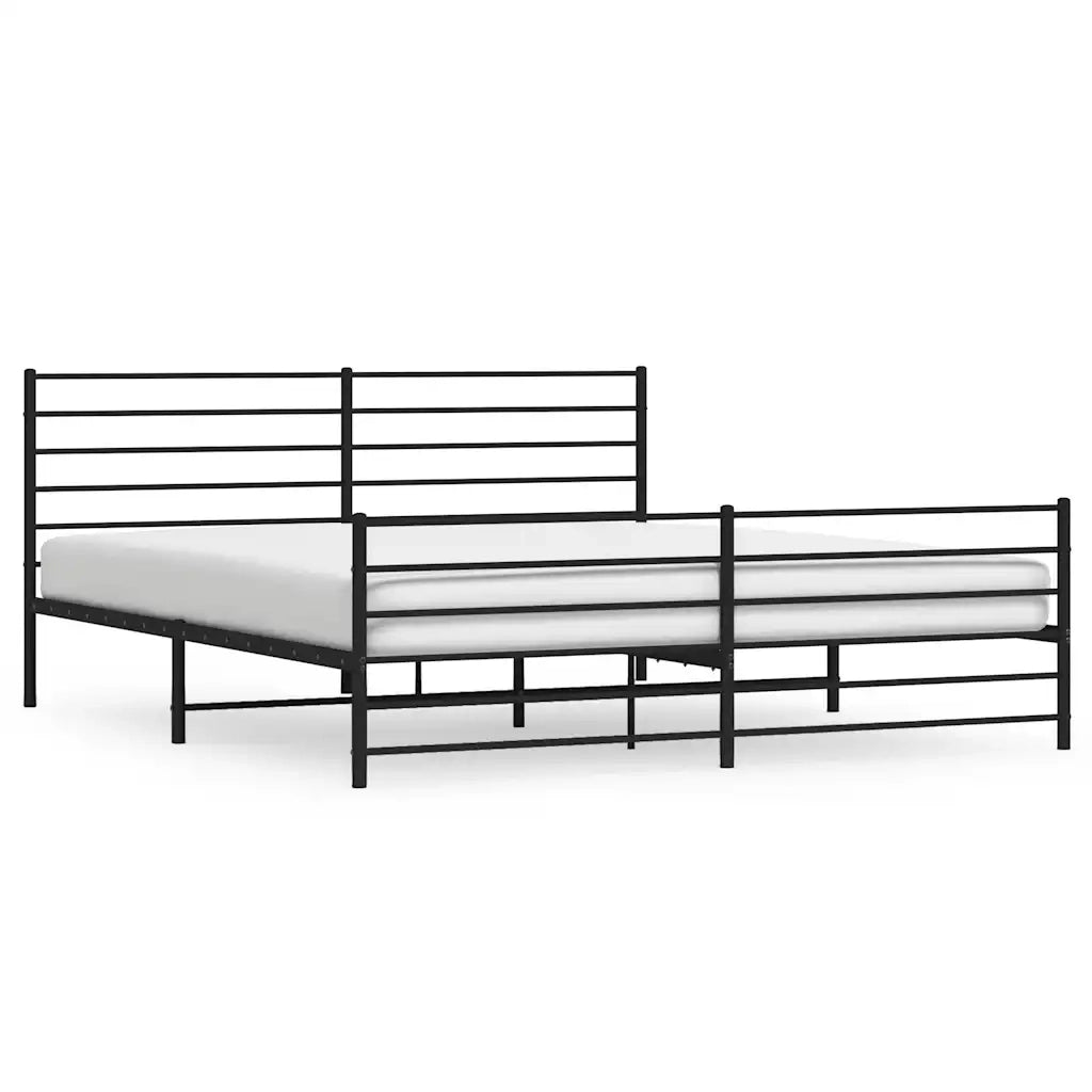 Giroletto con Testiera e Pediera-Struttura Letto Metallo Nero 193x203 cm 469506